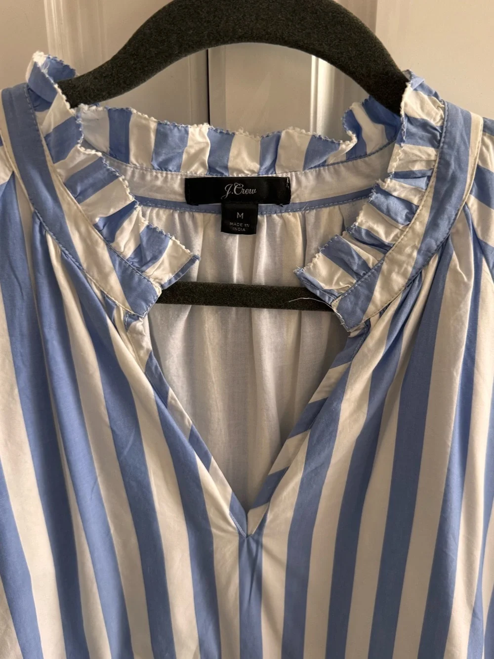 JCrew medium blue stripe tiered dress, like new